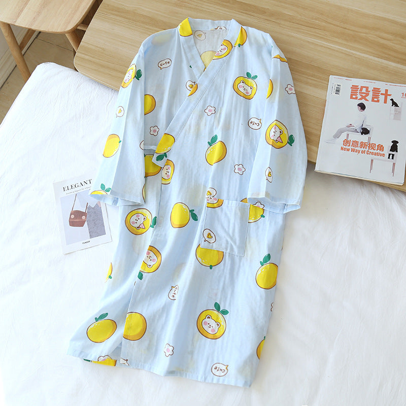Cotton Gauze Lace-up Home Wear Cotton Moisture-wicking Clothing Kimono Robe by http://Lolyshop.shop