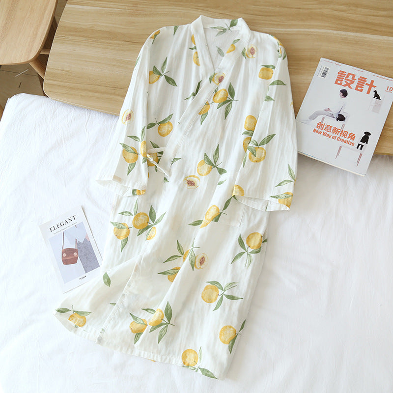 Cotton Gauze Lace-up Home Wear Cotton Moisture-wicking Clothing Kimono Robe by http://Lolyshop.shop
