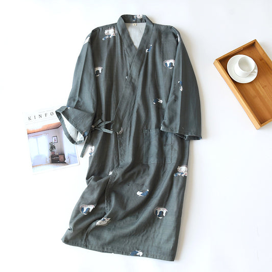 Cotton Gauze Lace-up Home Wear Cotton Moisture-wicking Clothing Kimono Robe by http://Lolyshop.shop