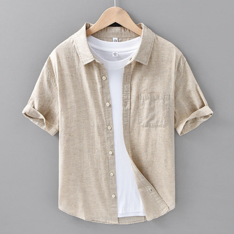 Thin Menswear Linen Short Sleeve Shirt by http://Lolyshop.shop