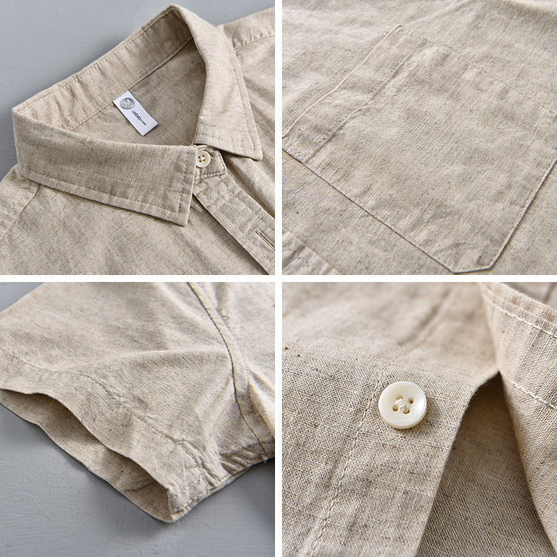 Thin Menswear Linen Short Sleeve Shirt by http://Lolyshop.shop