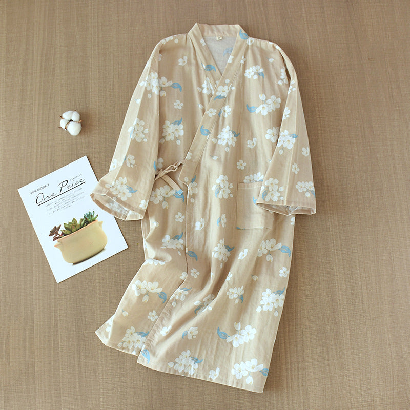 Cotton Gauze Lace-up Home Wear Cotton Moisture-wicking Clothing Kimono Robe by http://Lolyshop.shop