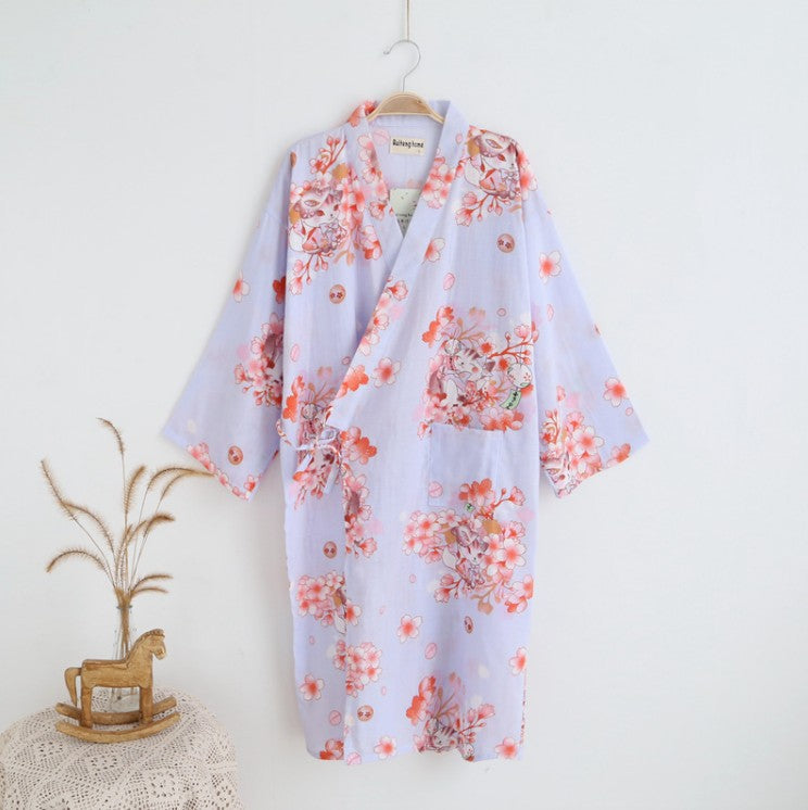 Cotton Gauze Lace-up Home Wear Cotton Moisture-wicking Clothing Kimono Robe by http://Lolyshop.shop