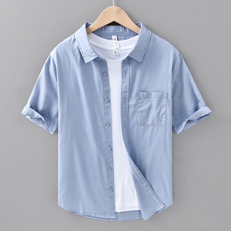 Thin Menswear Linen Short Sleeve Shirt by http://Lolyshop.shop