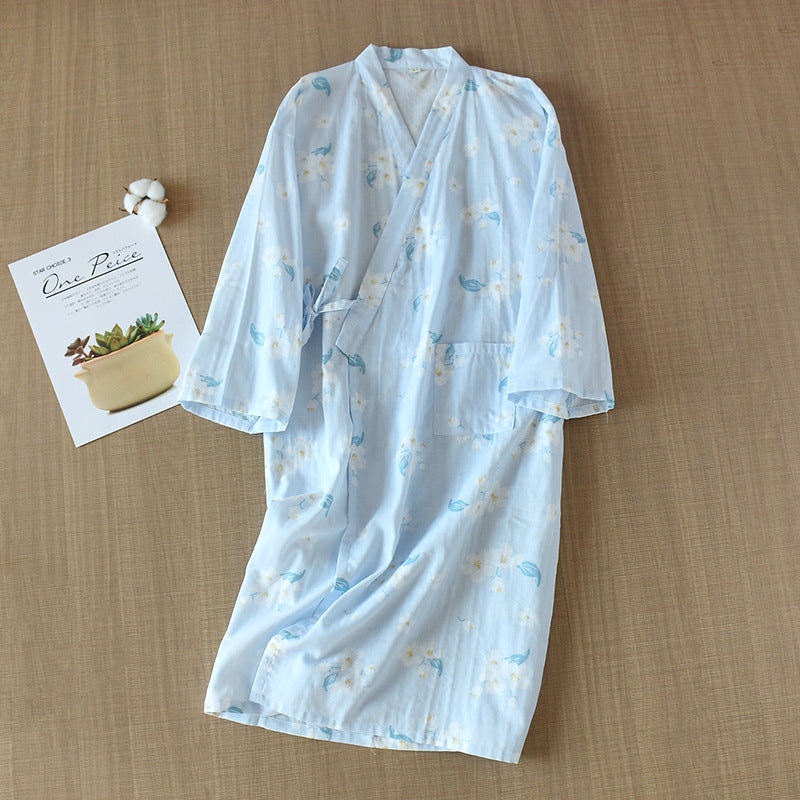 Cotton Gauze Lace-up Home Wear Cotton Moisture-wicking Clothing Kimono Robe by http://Lolyshop.shop