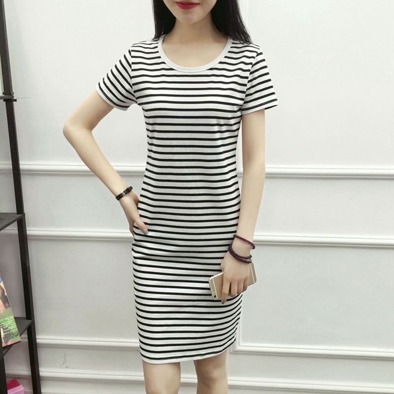 Korean Style Mid-length Dress Slim Fit Slimming