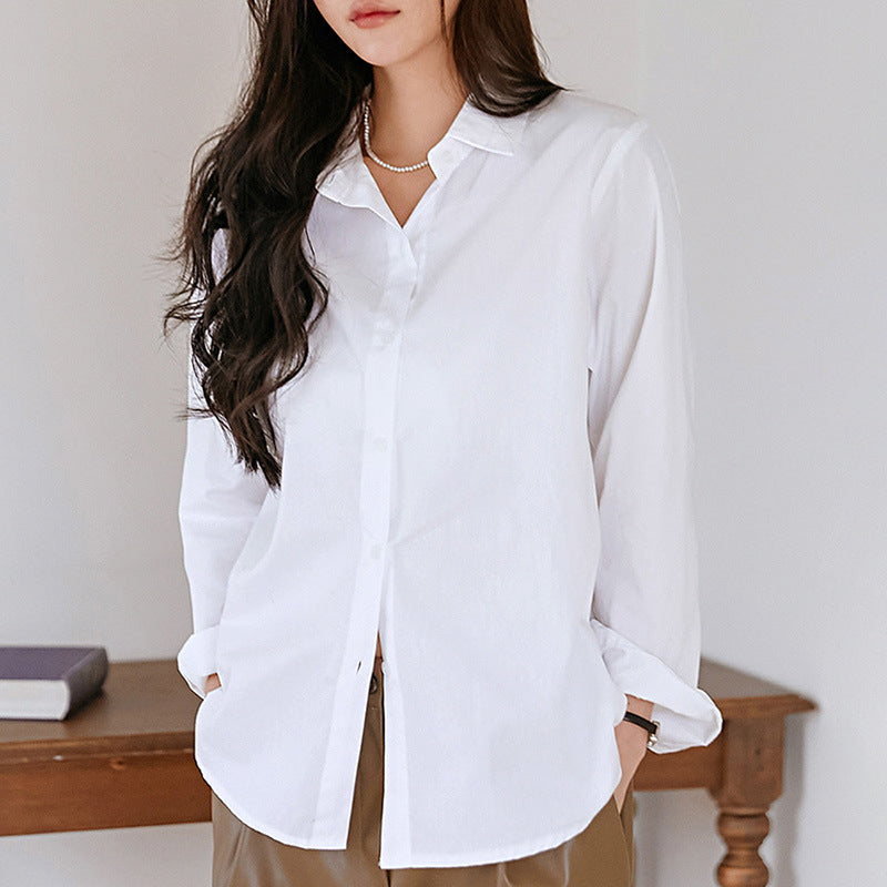 French Style Elegant Long Sleeve Blouse Women's Pure Cotton