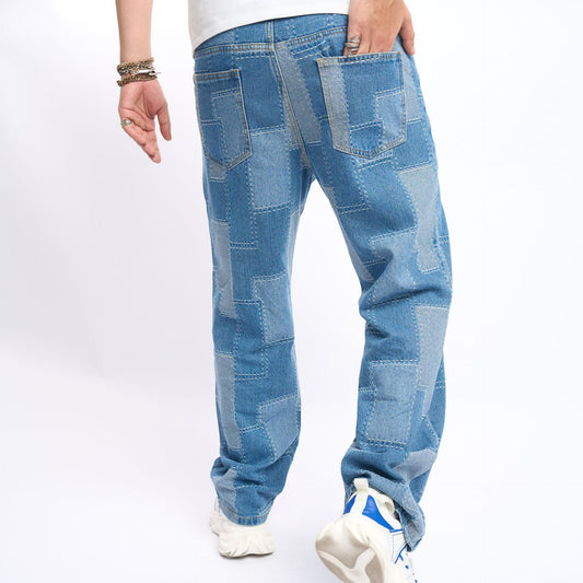 Brand Patch Stitch Elastic Jeans Men's by http://Lolyshop.shop