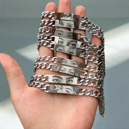 Personalized Human Eye Bracelet DIY Laser Engraved Stainless Steel Couple Bracelet Engraved Portrait Bracelet https://Lolyshop.shop