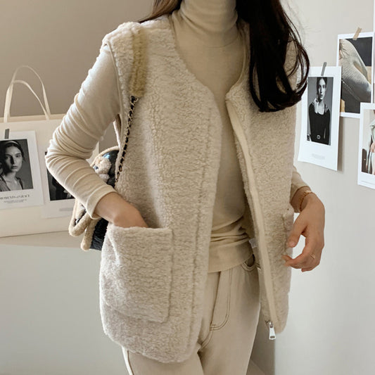 Lamb Wool Vest Jacket Woman by http://Lolyshop.shop