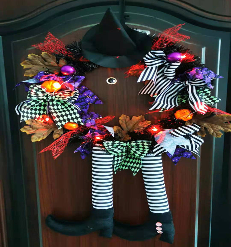 Halloween Door Hanging Wreath Supplies Decoration Halloween Witch Hat Leg Pumpkin Door Wreath Halloween For Home Party Supplies by http://Loyshop.shop