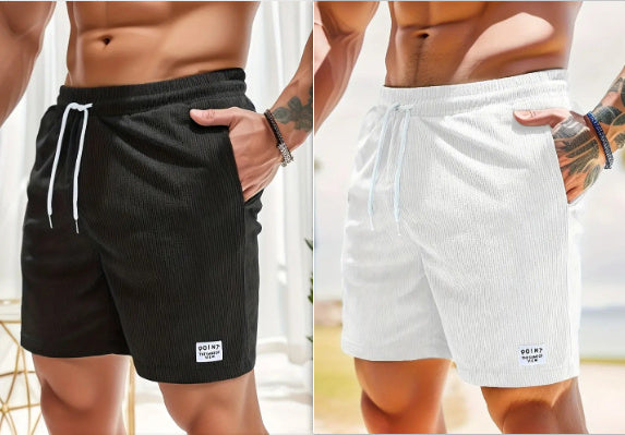 Lace-up Drawstring Shorts Summer Corduroy Sports Short Pants Mens Clothing by http://Lolyshop.shop