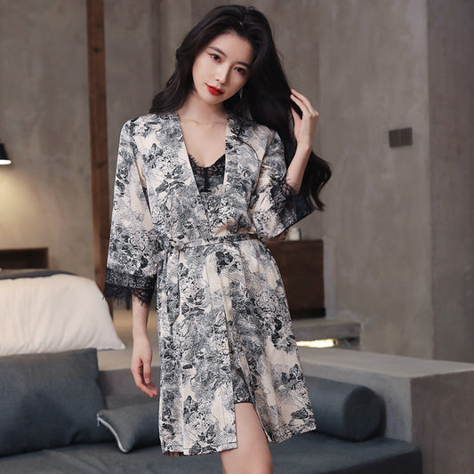 Sleeping Skirt Women's Snow Silk Satin Ink by http://Lolyshop.shop