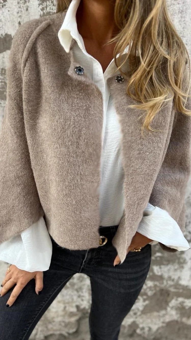 Women's Batwing Sleeve Cardigan Ins Fashion Cropped Jacket Tops Autumn And Winter Loose Short Cashmere Coat by http://Loyshop.shop