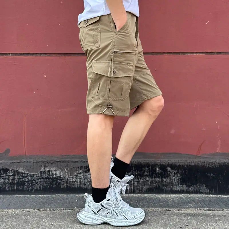 Short Pants for Men with Zipper Cotton Solid Pockets Mens Cargo Shorts Designer Casual Nylon Harajuku Loose Beautiful Popular - Http:// Lolyshop.shop