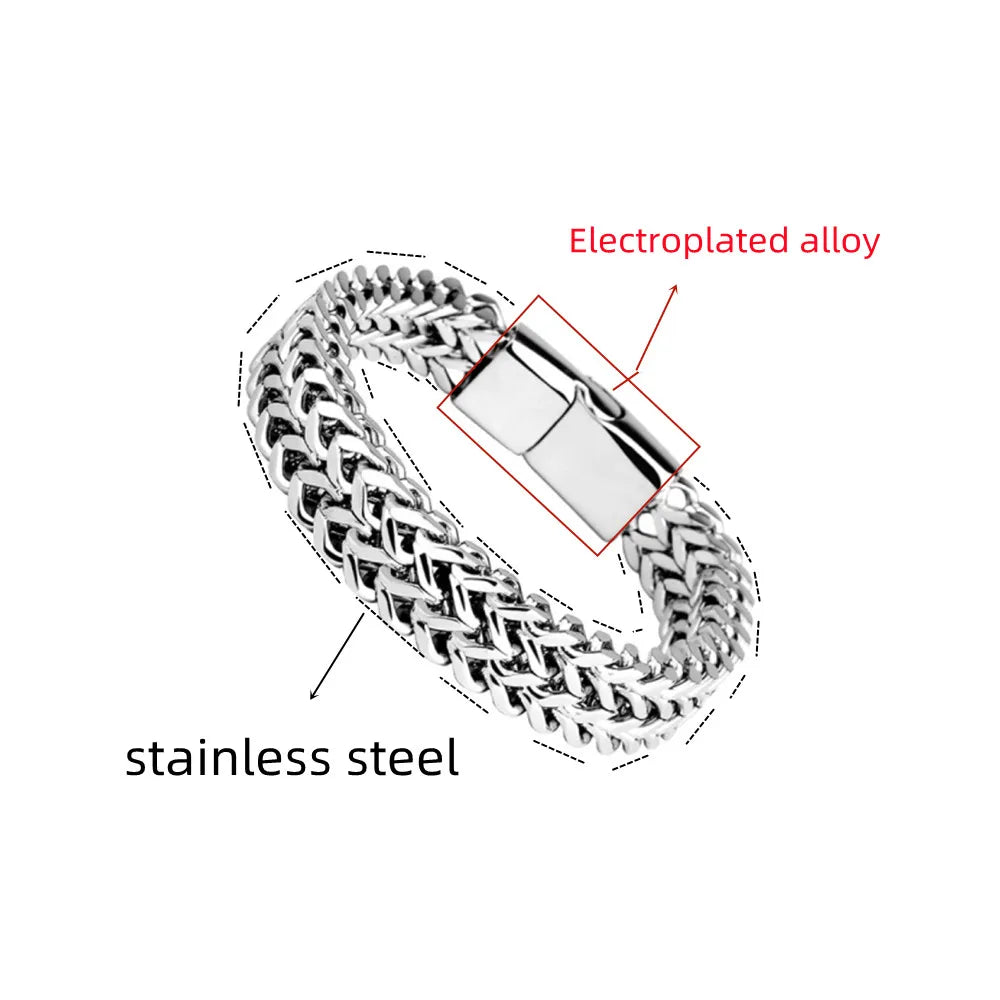 Stainless Steel Braided Double Row Front and Rear Fish Scale Alloy Magnetic Buckle Bracelet with Keel Jewelry New Model by http:// Lolyshop.shop