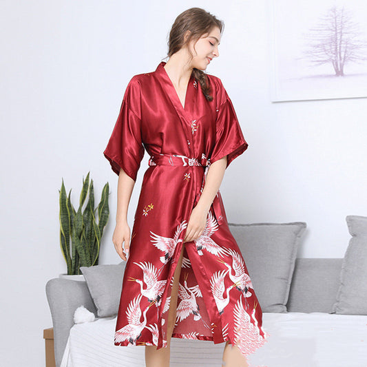 Bridal Dressing Gown Long Ladies Short-sleeved Home Wear by http://Lolyshop.shop