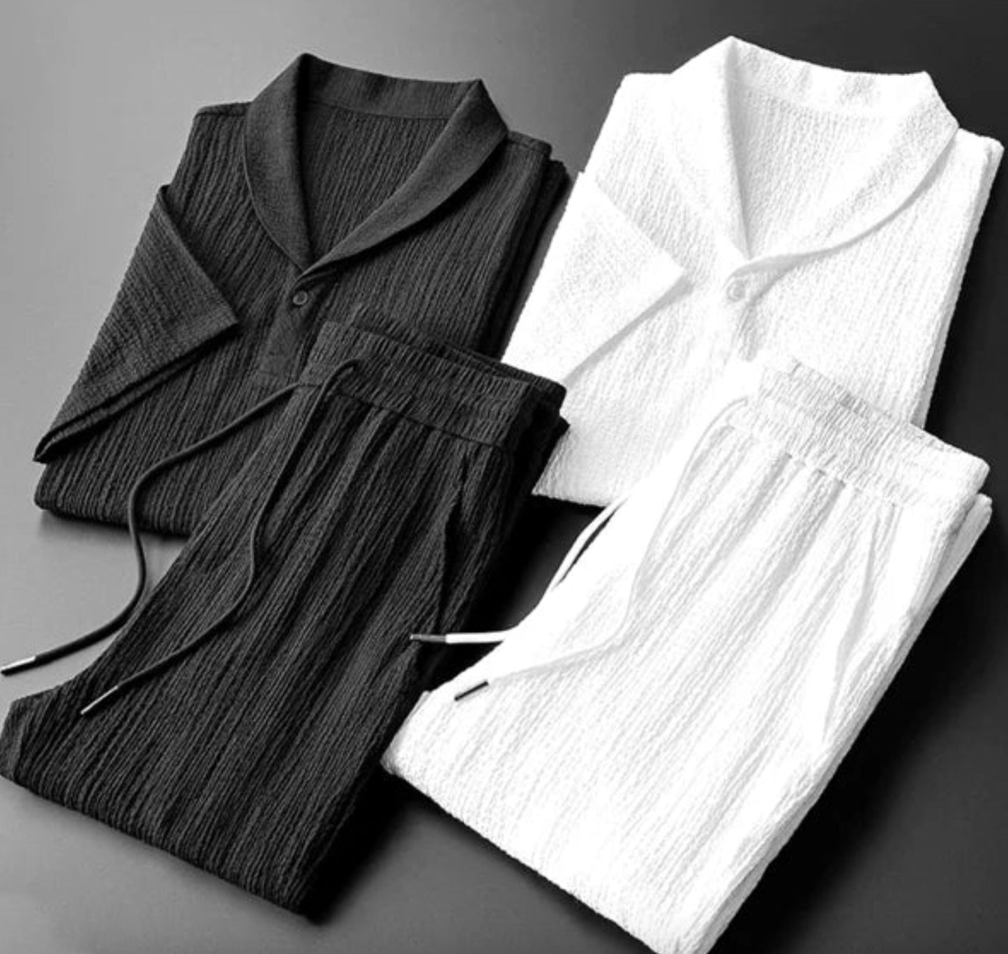 Leisure Suit Summer Loose Short Sleeve Top And Drawstring Trousers Fashion Mens Clothing by http://Lolyshop.shop