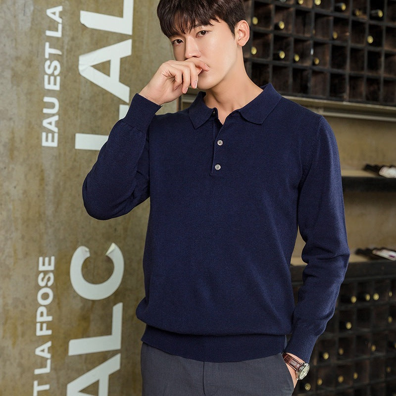 Knitted Sweater Men's Clothing Polo Collar Pullover by http://Lolyshop.shop