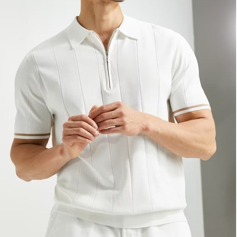 Fashion Short-sleeved Polo Shirt Summer Lapel Zipper T-shirt Tops Mens Clothing by http://Lolyshop.shop