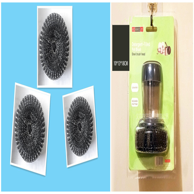 Kitchen Soap Dispensing Palm Brush Cleaner Push-type Brush Kitchen Detergent Tools by http://Lolyshop.shop