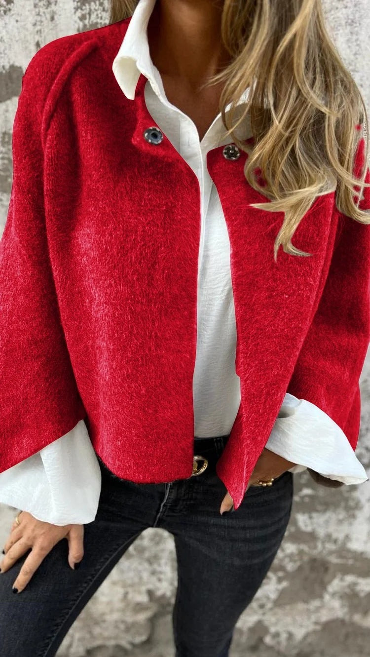 Women's Batwing Sleeve Cardigan Ins Fashion Cropped Jacket Tops Autumn And Winter Loose Short Cashmere Coat by http://Loyshop.shop