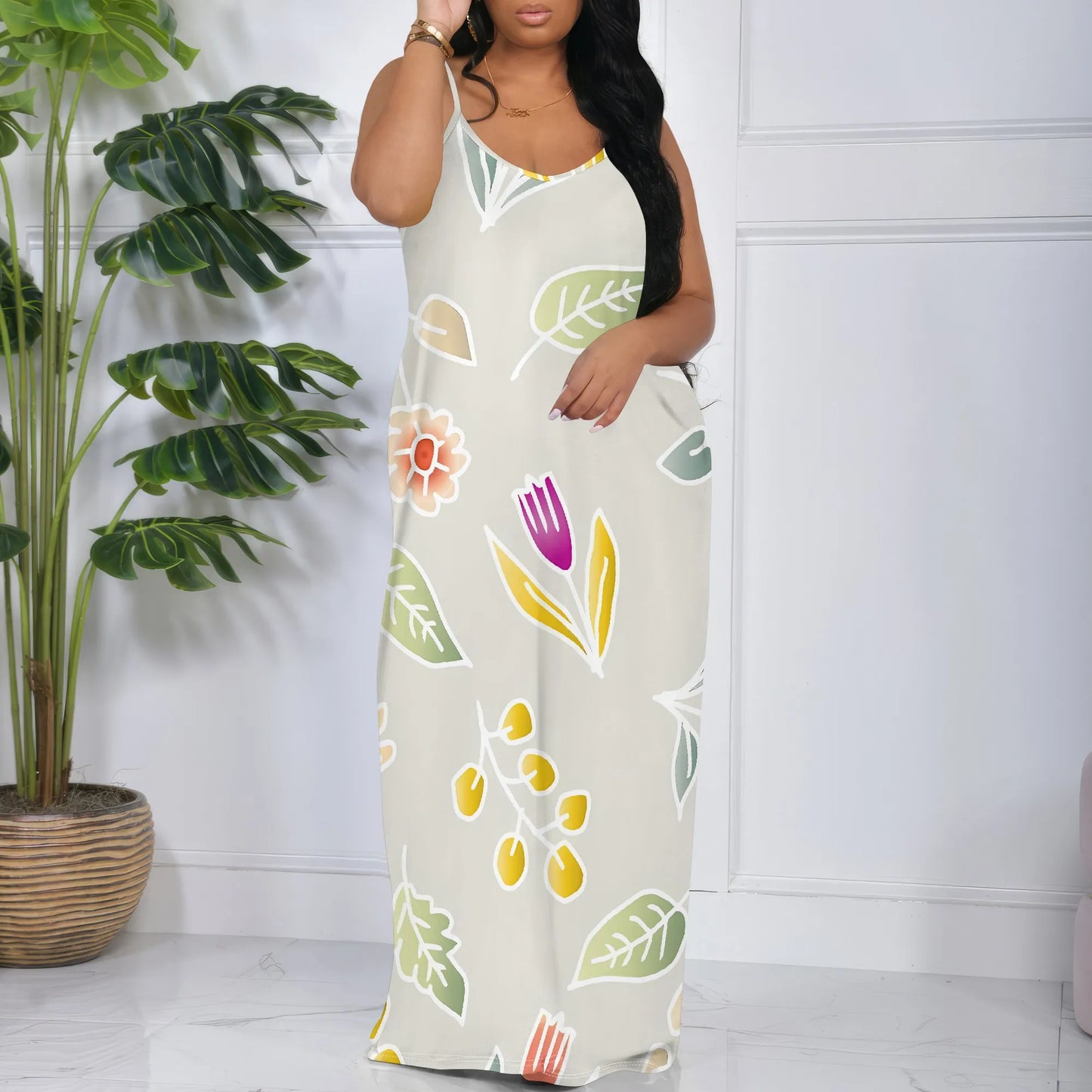 Women's clothing 2025 spring/summer new custom casual loose floral dress with suspender skirt by http:// Lolyshop.shop