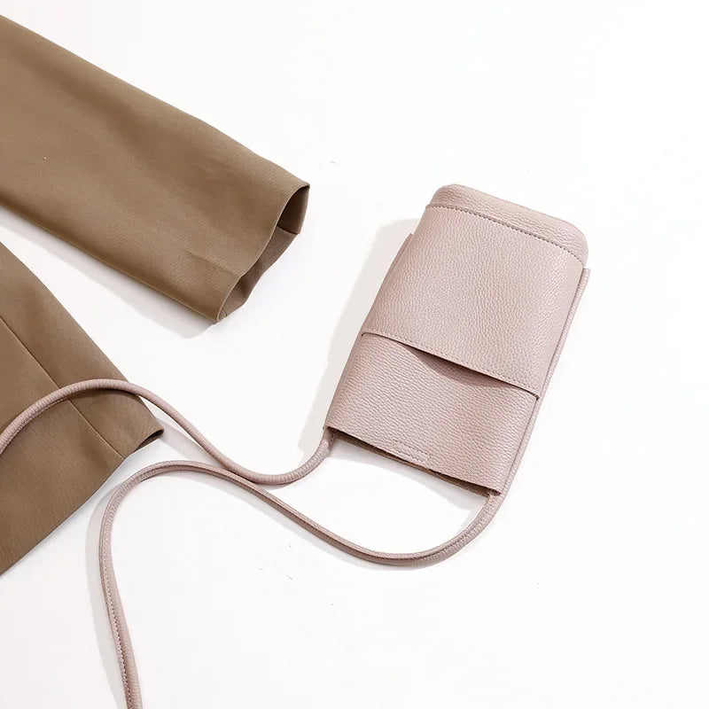 Soft Leather Phone Bag Women's Crossbody Mini Bag 2025 New Trendy Versatile Soild Color Cute Mini Bucket Bags Ladies Hand Bags