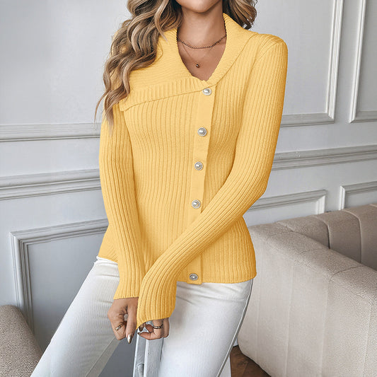 Asymmetric V-neck Slim Fit Sweater Women by http://Loyshop.shop