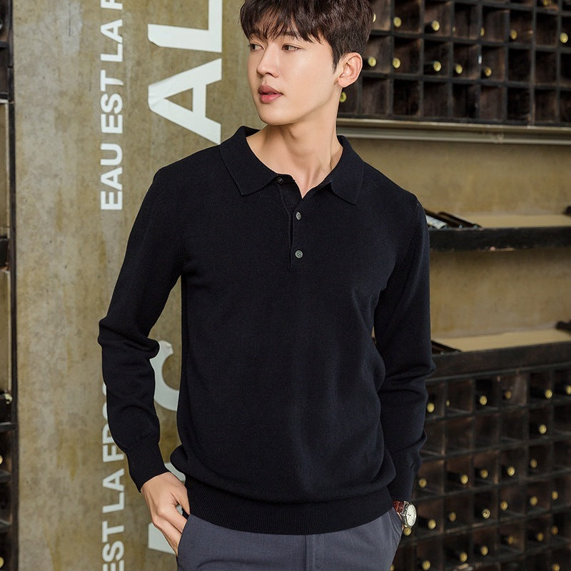 Knitted Sweater Men's Clothing Polo Collar Pullover by http://Lolyshop.shop