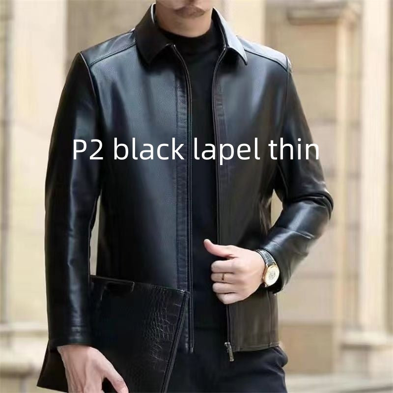 Leather Jacket For Middle-aged Men Leather Clothing With Stand Collar Men Fleece-lined by http://Lolyshop.shop