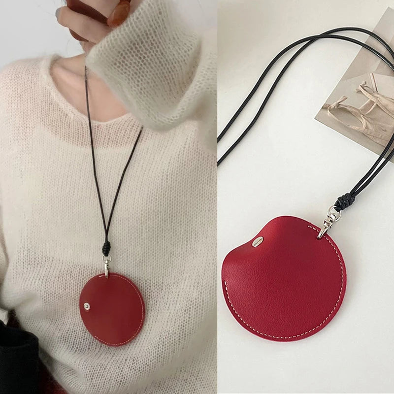 Simple Personalized Multifunctional Leather Sunglasses Clip Organizer Necklace Creative Cute Pouch Pendant Sweater Chain Jewelry
