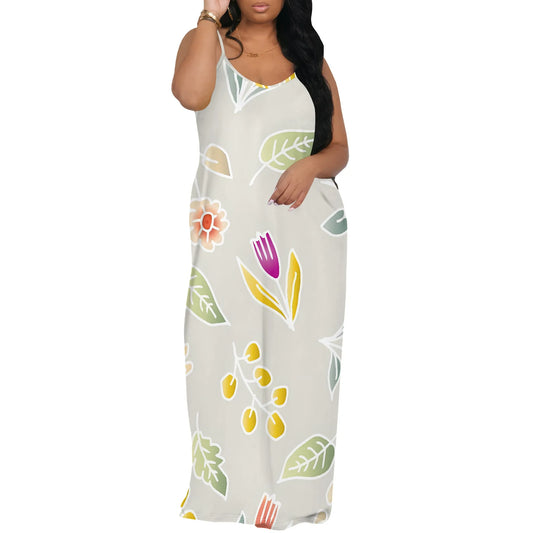 Women's clothing 2025 spring/summer new custom casual loose floral dress with suspender skirt by http:// Lolyshop.shop