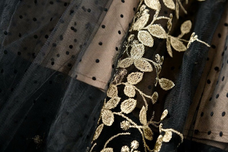 Embroidery Mesh Black Dress Women by http://Loyshop.shop