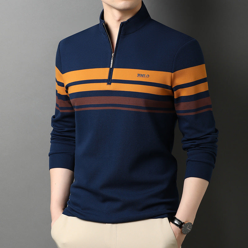 Men's T-shirts Cotton Stand Collar Long Sleeves by http://Lolyshop.shop