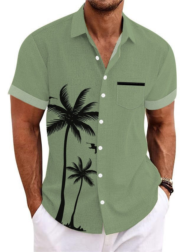 Bamboo Linen Men's Clothing Shirt 3D Printed Casual Short Sleeve by http://Lolyshop.shop