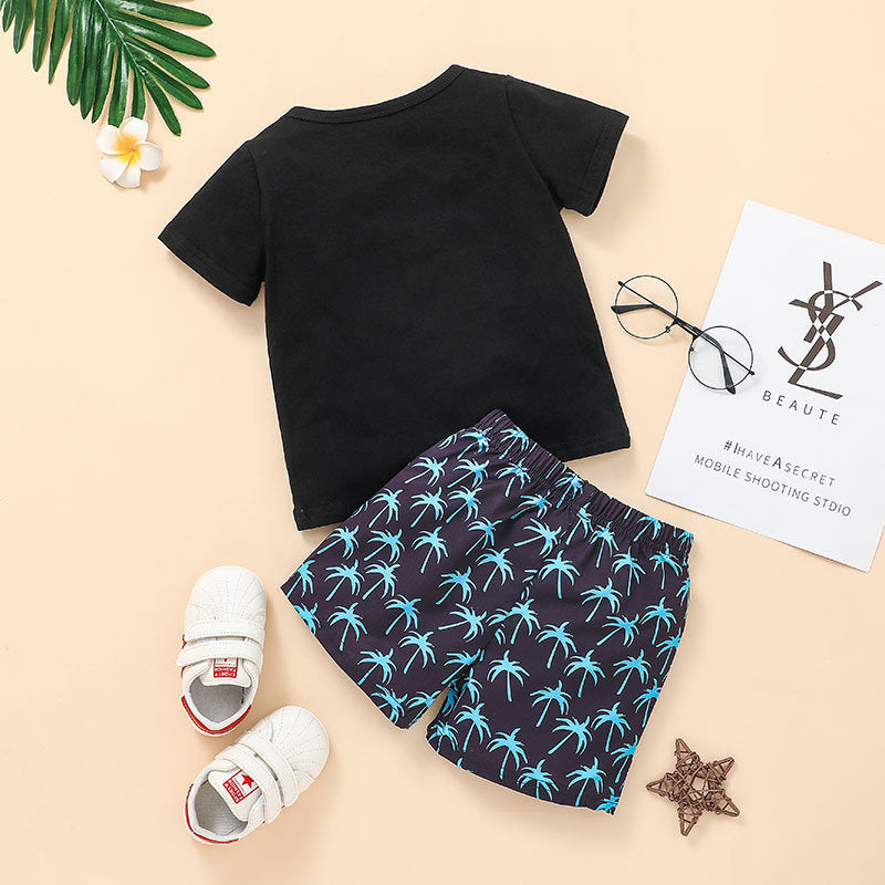 Kid Shorts Set Children's Summer Clothing Letter T-shirt Korean Two-piece For Boys by http://Lolyshop.shop