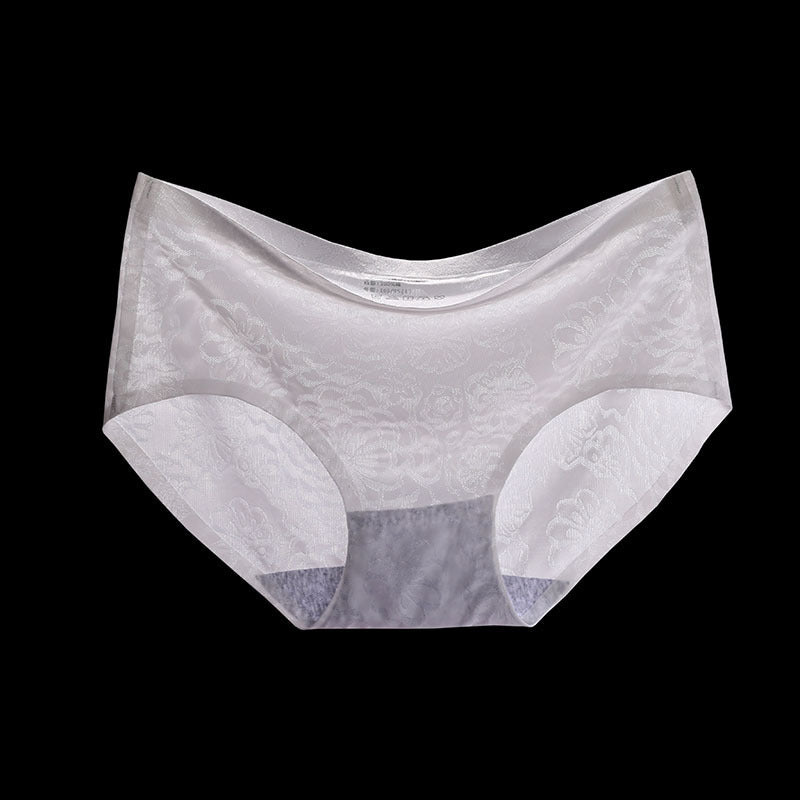 Ice Silk Seamless Panties Women's Mid-waist Jacquard