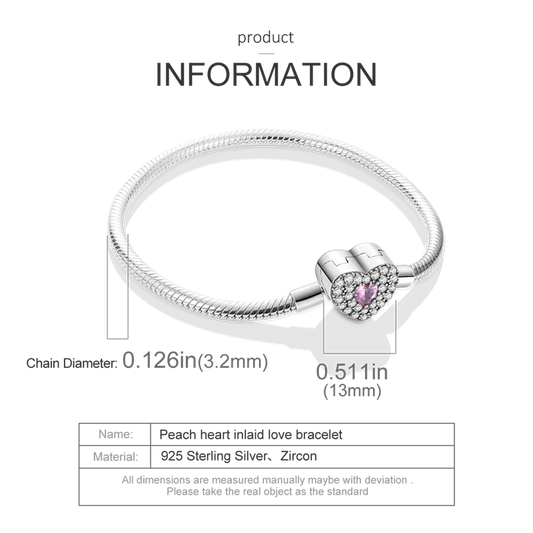 Fashion S925 Silver Plated Peach Heart Love Sparkling Zircon Bracelet For Women Fit DIY Charms Beads Fine DIY Birthday Jewelry by http:// Lolyshop.shop