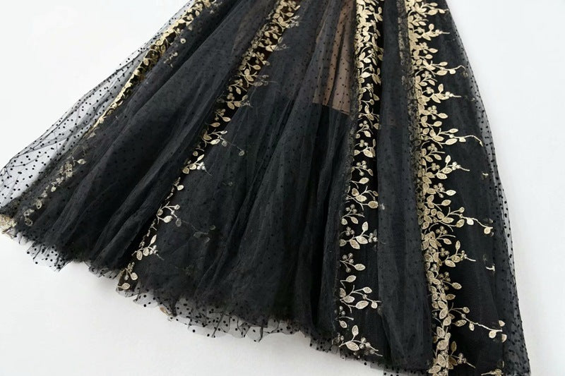 Embroidery Mesh Black Dress Women by http://Loyshop.shop