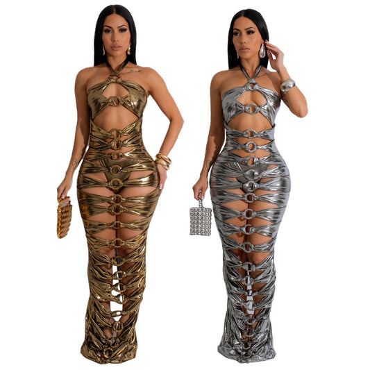 Backless Dress Metallic Women by http://Lolyshop.shop