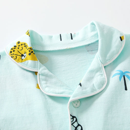 Boys And Girls Home Air Conditioning Clothing Cardigan Pajama Set by http://Lolyshop.shop