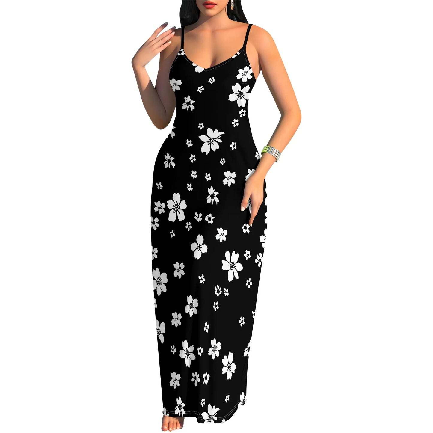 Women's 2025 spring and summer sleeveless knee length dress with hollowed out pullover, butterfly print beach casual dress by http:// Lolyshop.shop