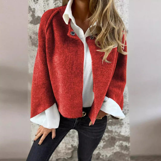 Women's Batwing Sleeve Cardigan Ins Fashion Cropped Jacket Tops Autumn And Winter Loose Short Cashmere Coat by http://Loyshop.shop