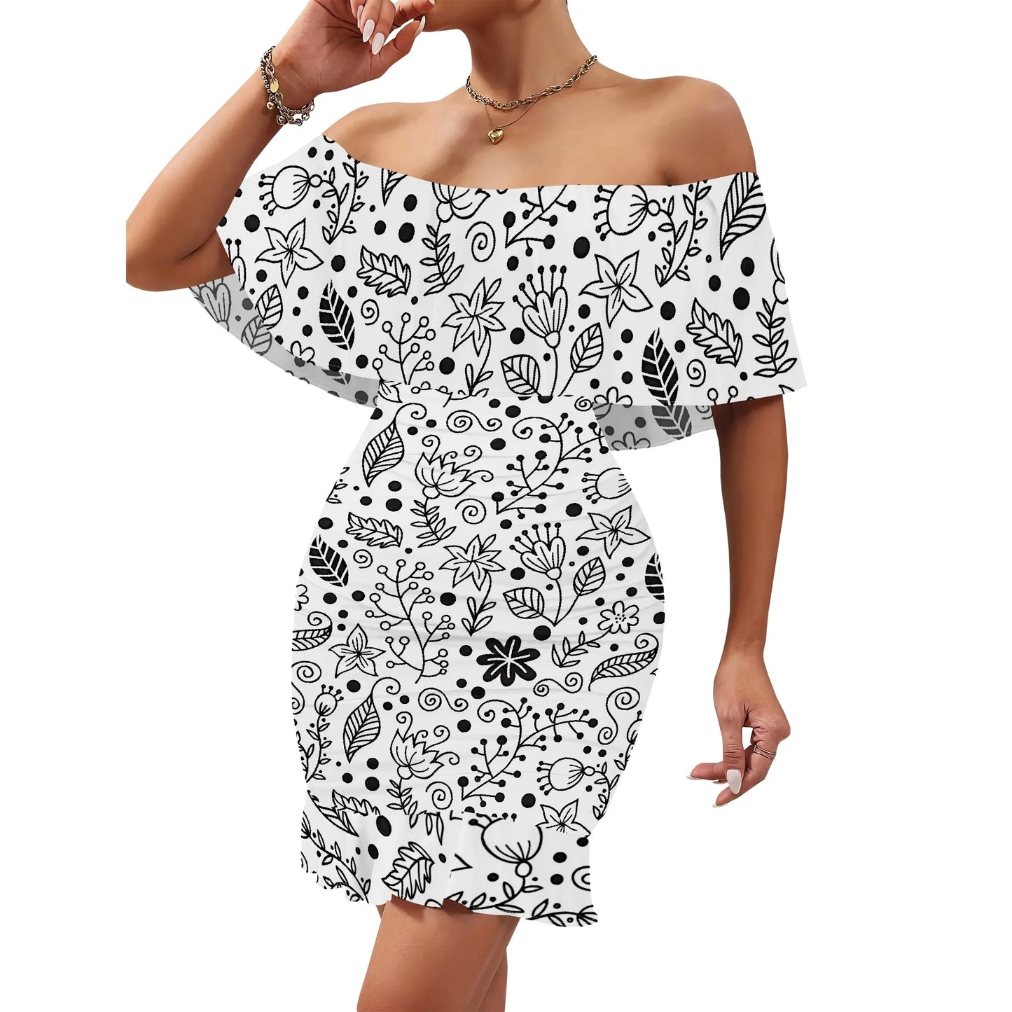 Women's 2025 Spring/Summer New Customized Casual Loose Swinging Collar Shoulder Printed Flower Strap Dress by http:// Lolyshop.shop