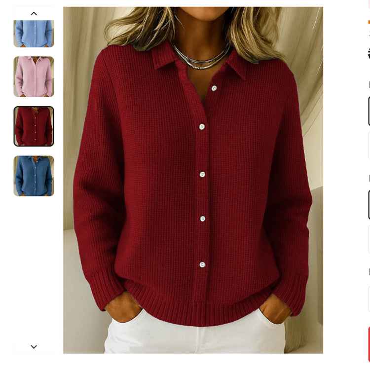 Casual Fashion Button Knitted Lapel Sweater For Women Long Sleeve Knitted Sweaters Tops Winter Jumper