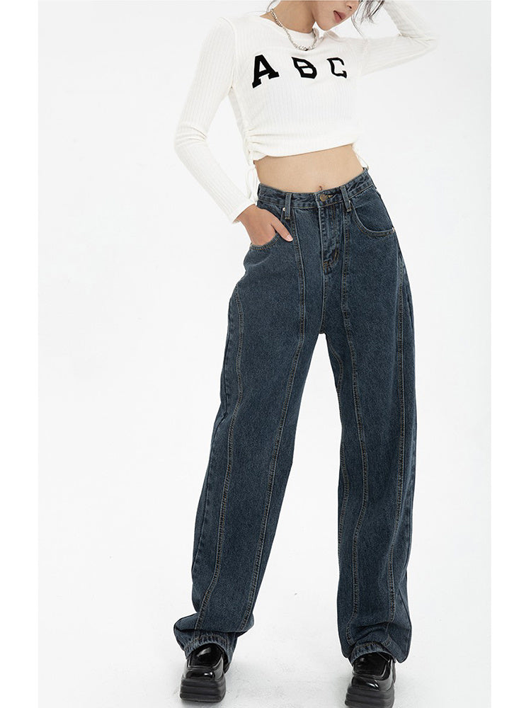 Dark Blue Jeans For Women Loose Drape by http://Lolyshop.shop