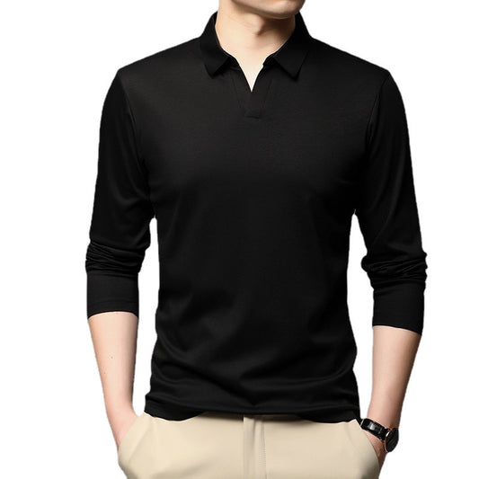 Men's Solid Color Shirt Casual Cotton Lapel Long Sleeve Top by http://Loyshop.shop