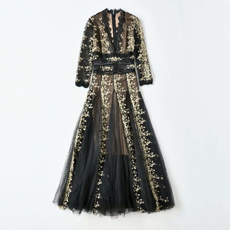 Embroidery Mesh Black Dress Women by http://Loyshop.shop