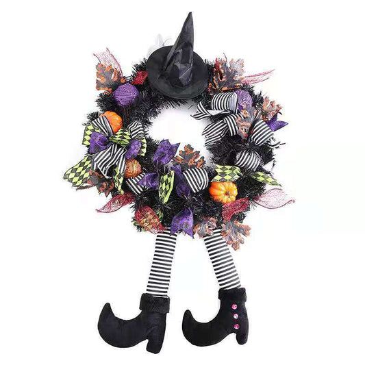 Halloween Door Hanging Wreath Supplies Decoration Halloween Witch Hat Leg Pumpkin Door Wreath Halloween For Home Party Supplies by http://Loyshop.shop